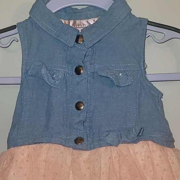 Little Lass Denim And Pink Lace Casual Sleeveless Snap Button Dress LOT H - Picture 4 of 7